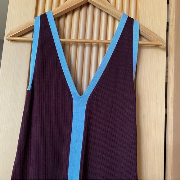 NEW Zara ribbed knit color block maxi dress purple blue - Picture 5 of 8